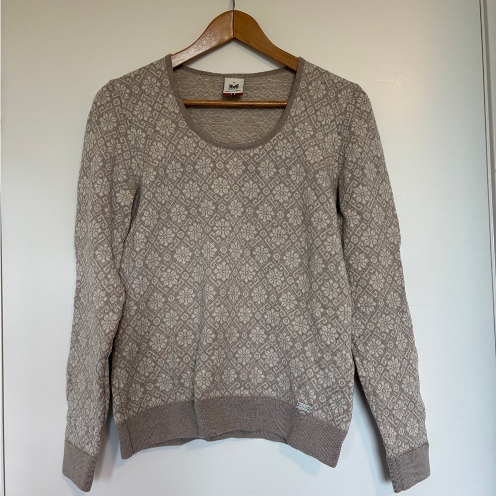 Dale of Norway Taupe Patterned Crew Neck Sweater